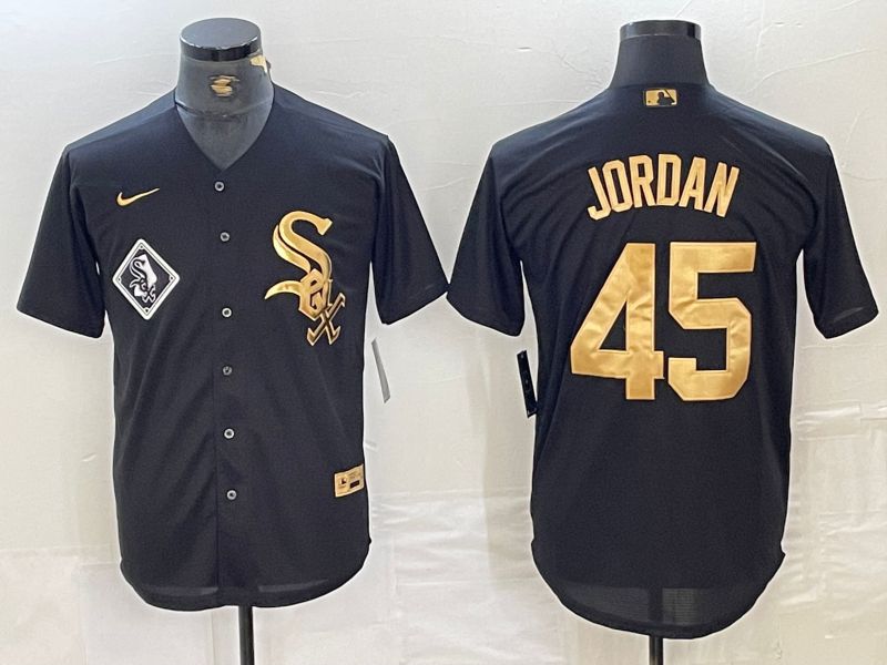 Men Chicago White Sox 45 Jordan Black gold 4 th generation Nike 2024 MLB Jersey style 2